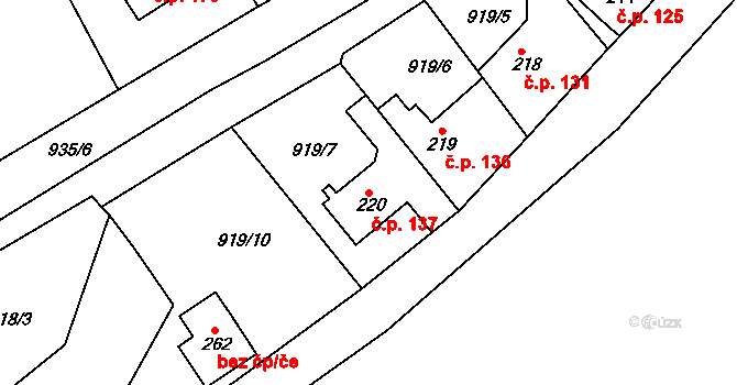 Hrozňatov 137, Cheb na parcele st. 220 v KÚ Starý Hrozňatov, Katastrální mapa