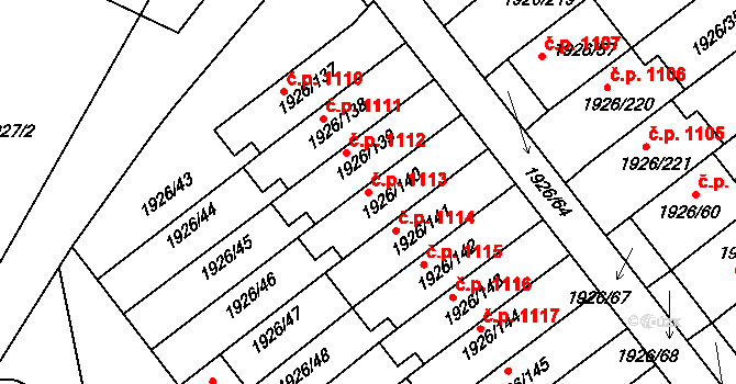 Sedlčany 1113 na parcele st. 1926/140 v KÚ Sedlčany, Katastrální mapa