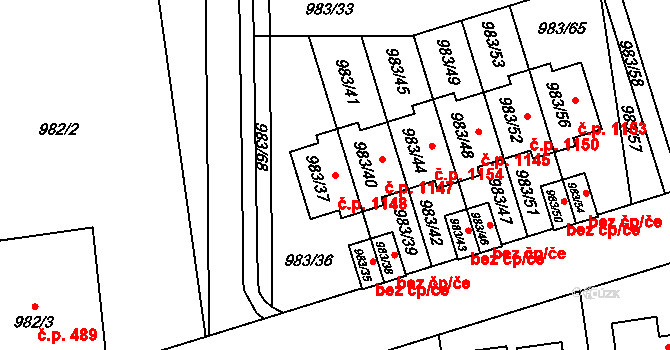 Kylešovice 1148, Opava na parcele st. 983/37 v KÚ Kylešovice, Katastrální mapa