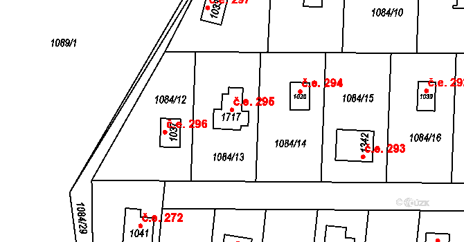 Bílovice nad Svitavou 295 na parcele st. 1717 v KÚ Bílovice nad Svitavou, Katastrální mapa