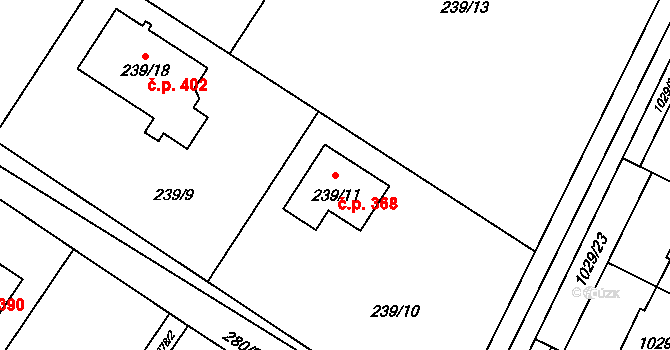 Křelov 368, Křelov-Břuchotín na parcele st. 239/11 v KÚ Křelov, Katastrální mapa