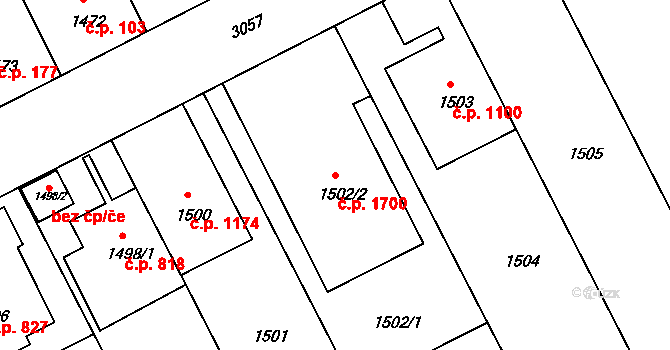 Nusle 1700, Praha na parcele st. 1502/2 v KÚ Nusle, Katastrální mapa