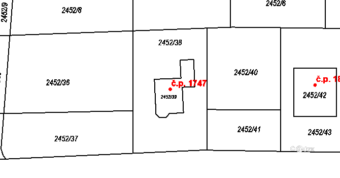 České Budějovice 6 1747, České Budějovice na parcele st. 2452/39 v KÚ České Budějovice 6, Katastrální mapa