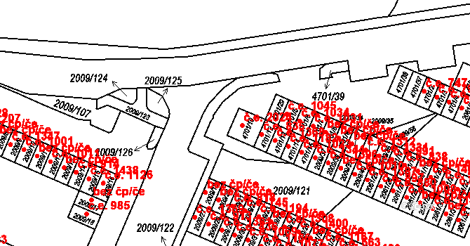 Chomutov 813 na parcele st. 4701/10 v KÚ Chomutov I, Katastrální mapa