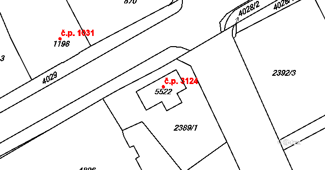 Dvůr Králové nad Labem 3124 na parcele st. 5522 v KÚ Dvůr Králové nad Labem, Katastrální mapa