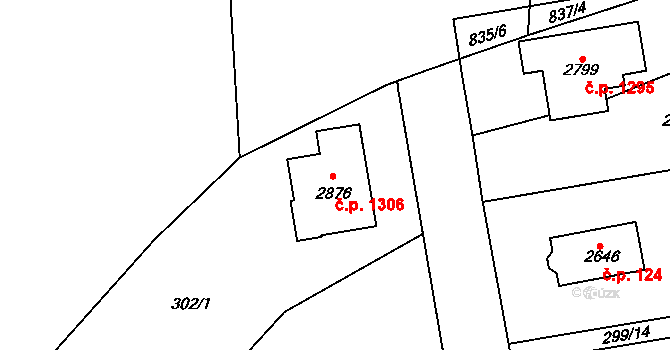 Litovel 1306 na parcele st. 2876 v KÚ Litovel, Katastrální mapa