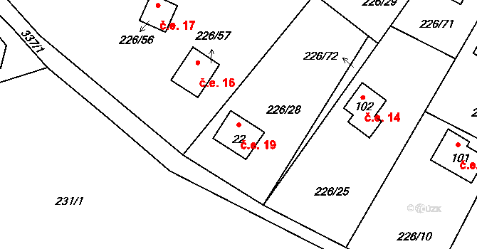 Butov 19, Stříbro na parcele st. 22 v KÚ Butov, Katastrální mapa