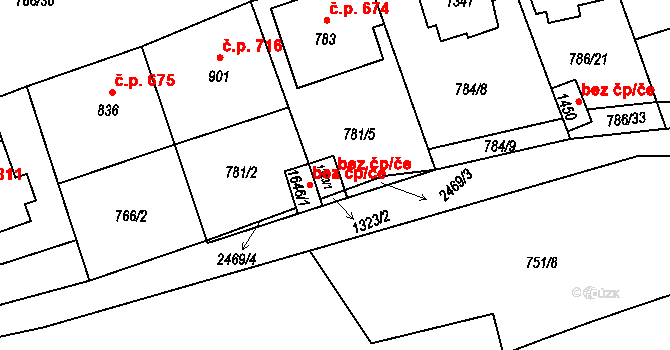 Luhačovice 38879204 na parcele st. 1323/1 v KÚ Luhačovice, Katastrální mapa