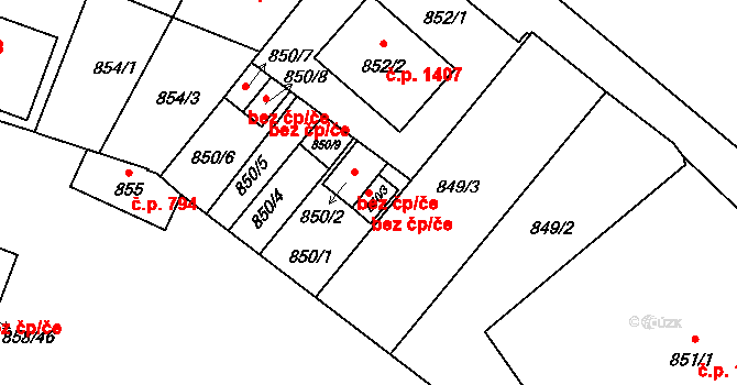 Velké Meziříčí 41366204 na parcele st. 850/3 v KÚ Velké Meziříčí, Katastrální mapa
