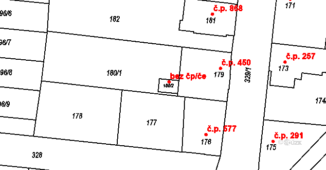 Kosmonosy 45289204 na parcele st. 180/2 v KÚ Kosmonosy, Katastrální mapa