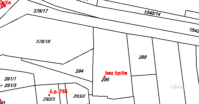 Blučina 47963204 na parcele st. 295 v KÚ Blučina, Katastrální mapa