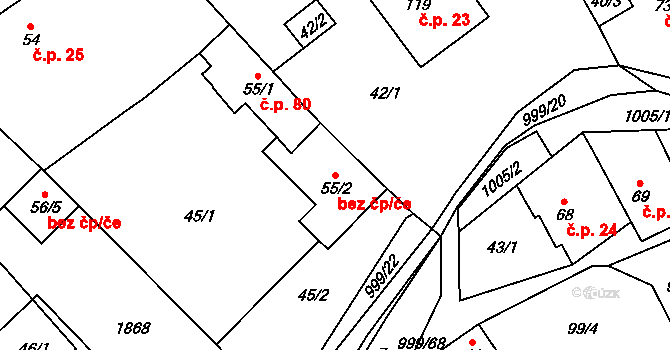 Bohdalice-Pavlovice 48663204 na parcele st. 55/2 v KÚ Pavlovice, Katastrální mapa