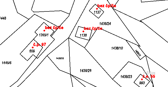 Valašská Bystřice 49328204 na parcele st. 1138 v KÚ Valašská Bystřice, Katastrální mapa