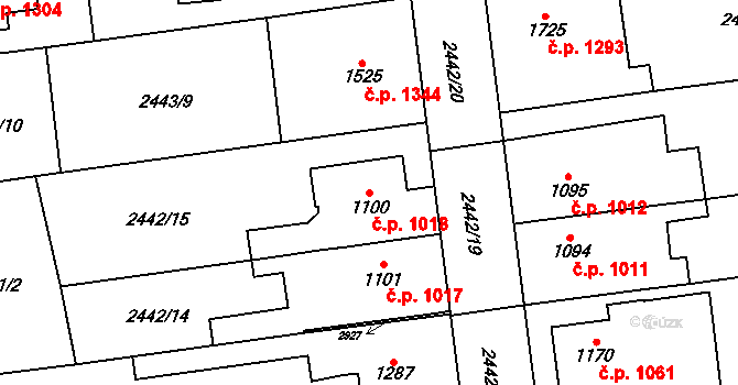 Choceň 1018 na parcele st. 1100 v KÚ Choceň, Katastrální mapa