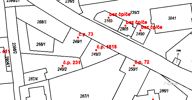 Choceň 1618 na parcele st. 249/3 v KÚ Choceň, Katastrální mapa