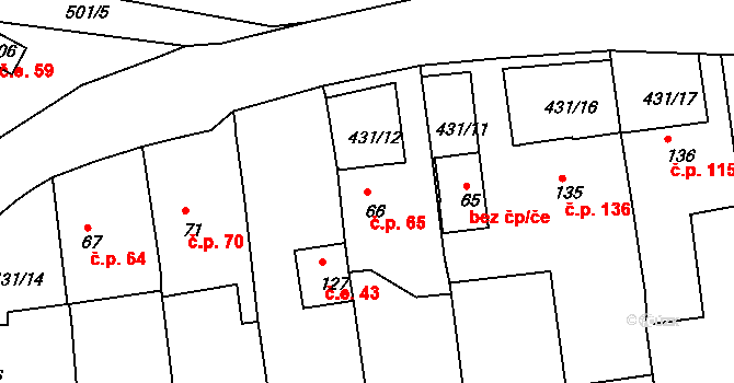 Mlékojedy 65, Neratovice na parcele st. 66 v KÚ Mlékojedy u Neratovic, Katastrální mapa