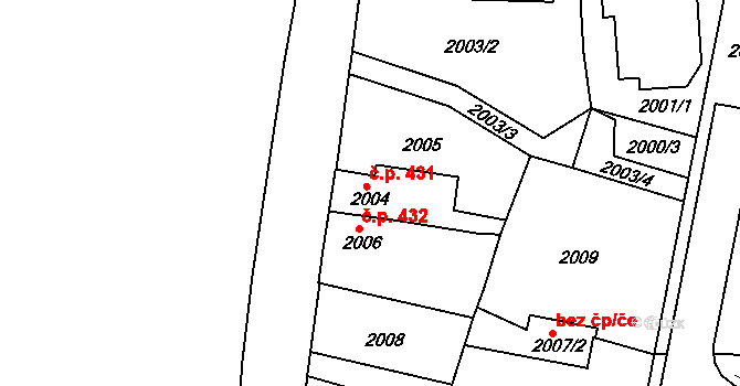 Veselí nad Lužnicí II 431, Veselí nad Lužnicí na parcele st. 2004 v KÚ Veselí nad Lužnicí, Katastrální mapa
