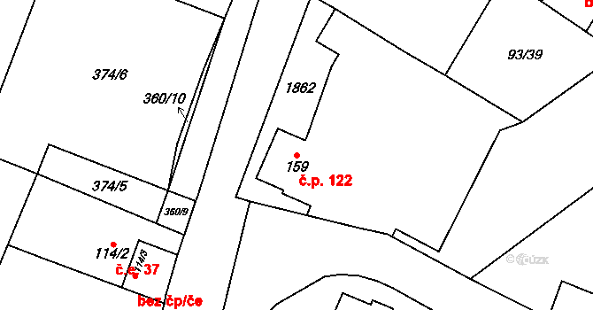 Žinkovy 122 na parcele st. 159/1 v KÚ Žinkovy, Katastrální mapa