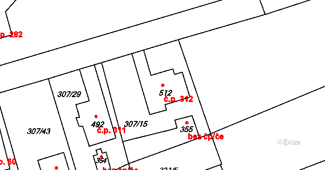 Velká Ves 312, Broumov na parcele st. 512 v KÚ Velká Ves u Broumova, Katastrální mapa