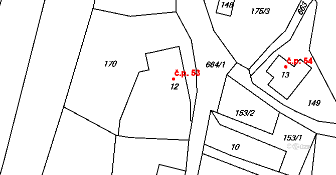 Lachov 53, Teplice nad Metují na parcele st. 12 v KÚ Lachov, Katastrální mapa