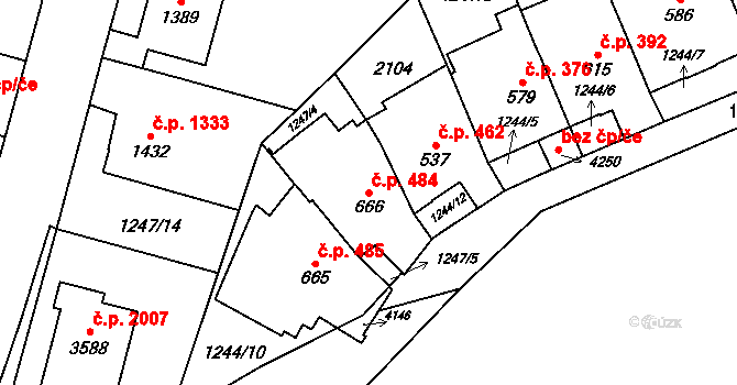Náchod 484 na parcele st. 666 v KÚ Náchod, Katastrální mapa