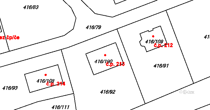 Chlum 213, Křemže na parcele st. 416/190 v KÚ Chlum u Křemže, Katastrální mapa