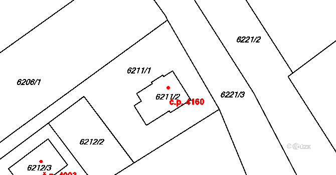 Mělník 4160 na parcele st. 6211/2 v KÚ Mělník, Katastrální mapa