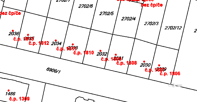 Žatec 1809 na parcele st. 2032 v KÚ Žatec, Katastrální mapa