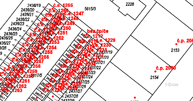 Žatec 1230 na parcele st. 2437/20 v KÚ Žatec, Katastrální mapa
