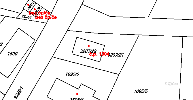 Vítkov 1004 na parcele st. 3207/22 v KÚ Vítkov, Katastrální mapa