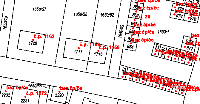 Ledeč nad Sázavou 1158 na parcele st. 1716 v KÚ Ledeč nad Sázavou, Katastrální mapa