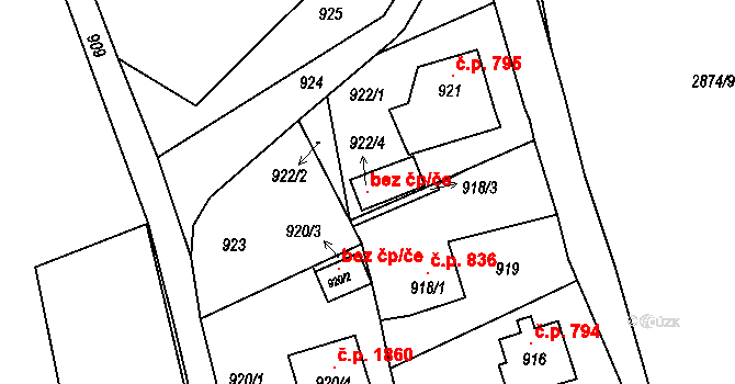 Liberec 98745204 na parcele st. 922/4 v KÚ Vratislavice nad Nisou, Katastrální mapa