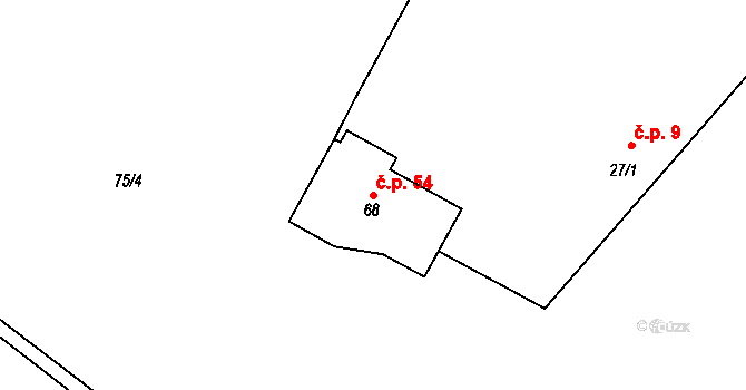 Prachovice 54, Dašice na parcele st. 68 v KÚ Prachovice u Dašic, Katastrální mapa