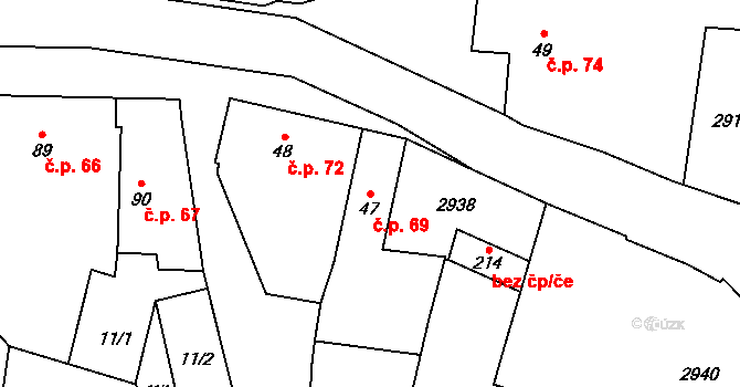 Korolupy 69 na parcele st. 47 v KÚ Korolupy, Katastrální mapa