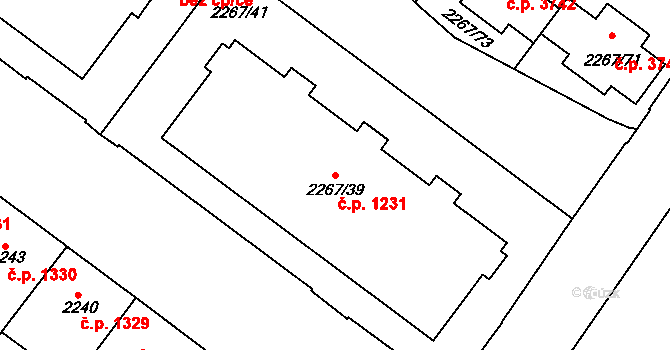 Znojmo 1231 na parcele st. 2267/39 v KÚ Znojmo-město, Katastrální mapa