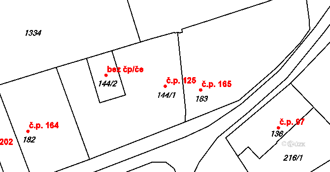 Kněžice 125 na parcele st. 144/1 v KÚ Kněžice u Městce Králové, Katastrální mapa