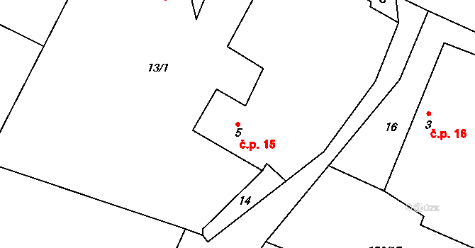 Vilémovice 15, Červené Janovice na parcele st. 5 v KÚ Vilémovice u Červených Janovic, Katastrální mapa