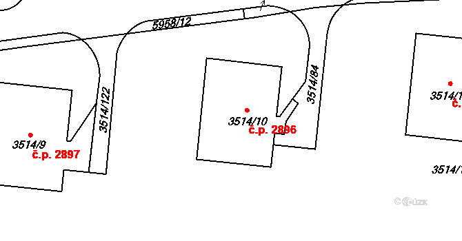 Jihlava 2896 na parcele st. 3514/10 v KÚ Jihlava, Katastrální mapa
