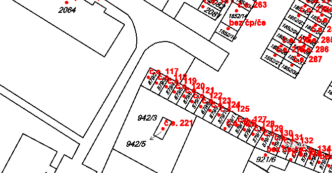 Hrušovany u Brna 119 na parcele st. 879/4 v KÚ Hrušovany u Brna, Katastrální mapa