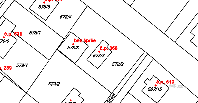 Krmelín 368 na parcele st. 578/3 v KÚ Krmelín, Katastrální mapa
