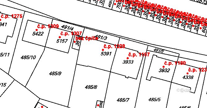 Horka-Domky 1228, Třebíč na parcele st. 5391 v KÚ Třebíč, Katastrální mapa