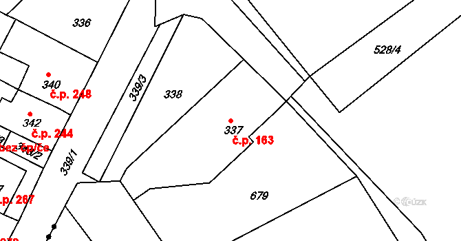 Bystřice 163, Dubí na parcele st. 337 v KÚ Dubí-Bystřice, Katastrální mapa