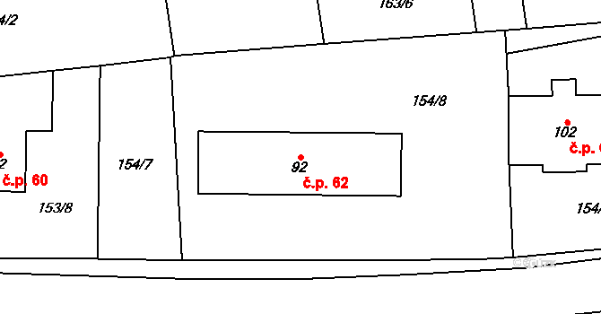 Zibohlavy 62, Kolín na parcele st. 92 v KÚ Zibohlavy, Katastrální mapa