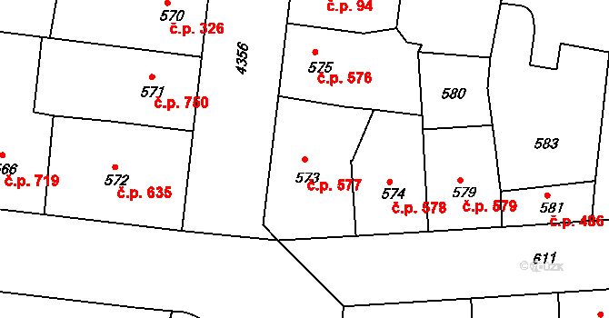 Žižkov 577, Praha na parcele st. 573 v KÚ Žižkov, Katastrální mapa