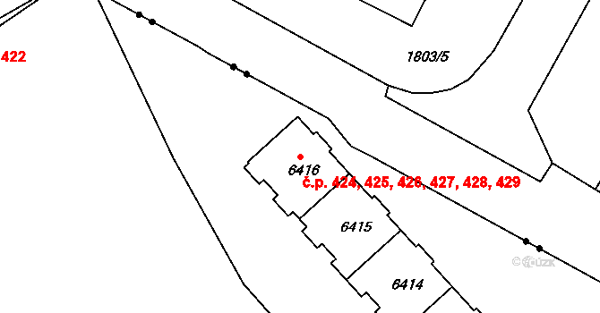 Liberec V-Kristiánov 424,425,426,427,428,, Liberec na parcele st. 6416 v KÚ Liberec, Katastrální mapa