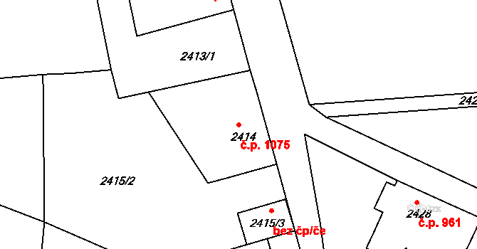 Rumburk 1 1075, Rumburk na parcele st. 2414 v KÚ Rumburk, Katastrální mapa