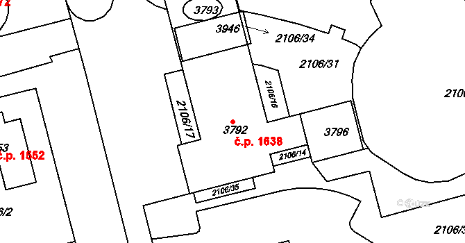 Humpolec 1638 na parcele st. 3792 v KÚ Humpolec, Katastrální mapa