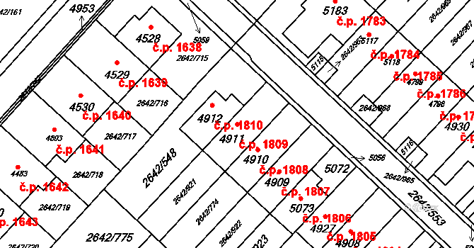 Kuřim 1809 na parcele st. 4911 v KÚ Kuřim, Katastrální mapa