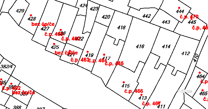 Jemnice 465 na parcele st. 417 v KÚ Jemnice, Katastrální mapa