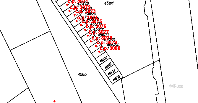 Planá nad Lužnicí 3080 na parcele st. 456/34 v KÚ Planá nad Lužnicí, Katastrální mapa